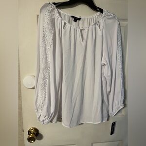 White Lace Trim Women's Top